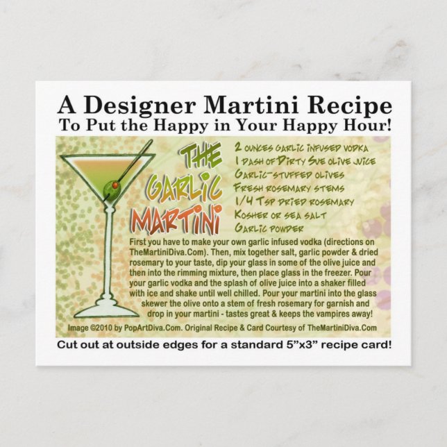 Garlic Martini Rezept Postkarte (Vorderseite)