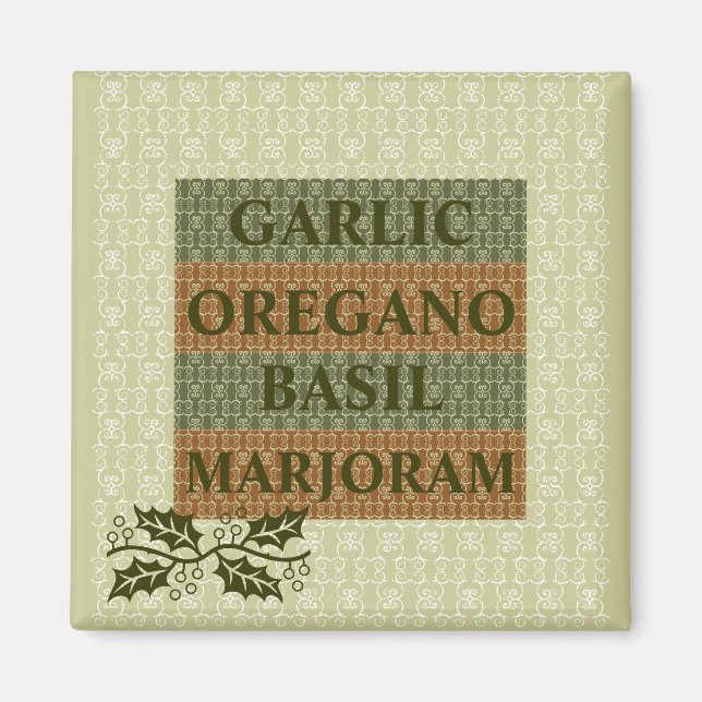 GARLIC, OREGANO, BASIL, MARJORAM KITCHEN MAGNET (Vorne)