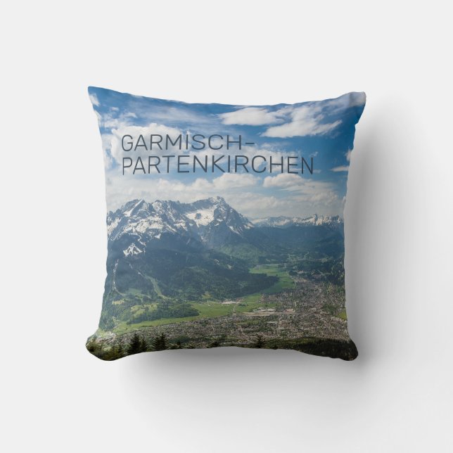 Garmisch-Partenkirchen Bavaria Alps Panorama Gesch Kissen (Vorderseite)