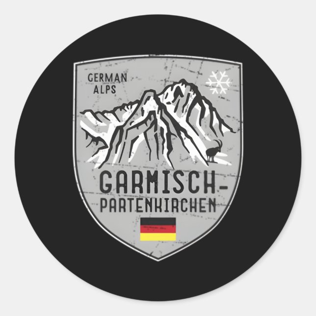 Garmisch-Penkirchen Ski Bavaria Zugspitze Runder Aufkleber (Vorderseite)