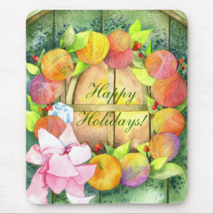 Garn-Ball-Kranz: Weihnachtsgeschenk Mousepad