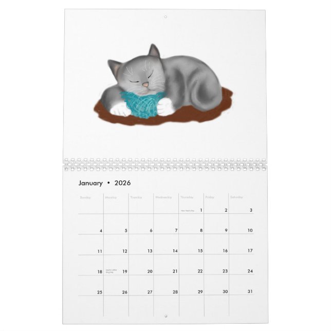 Garn-Ball-und Kätzchen-Kalender Kalender (Jan 2026)