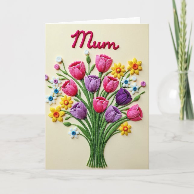 Garn-Blumen-Muttertagskarte Karte (Vorderseite)