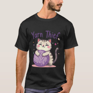 Garn-Dieb Süße häkelende Katze für Faser-Künstler T-Shirt