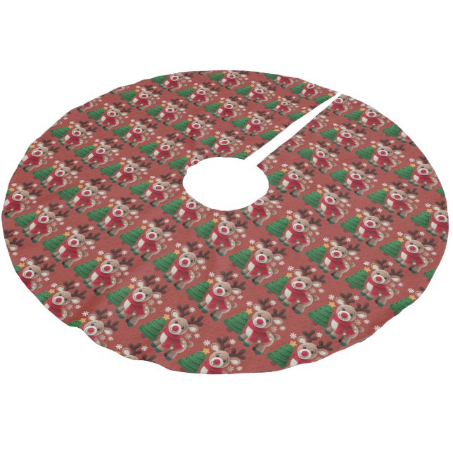 Garn-Rudolph-Baumschürze Polyester Weihnachtsbaumdecke (Schrägansicht)