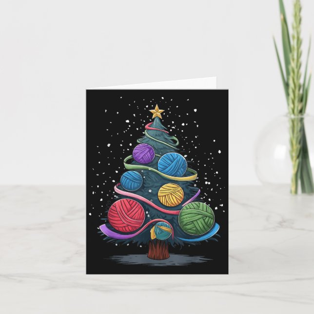 Garn-Weihnachtsbaum  Karte (Vorderseite)