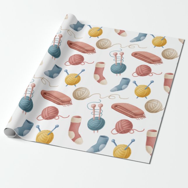 Garne aus Cartoon, Decken und Socken Geschenkpapier (Ungerollt)