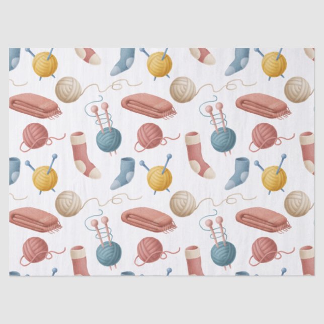 Garne aus Cartoon, Decken und Socken Seidenpapier (Vorderseite)
