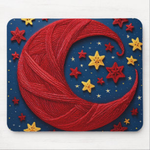 Garne aus halbmondfarbenem Mond und Sternen auf bl Mousepad