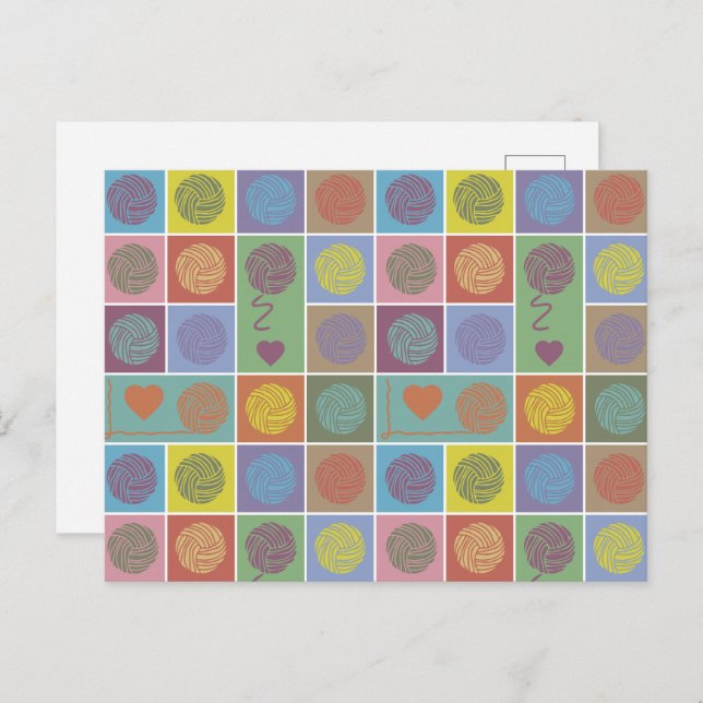 Garne, Garne, Garnblöcke, Gemustert Postkarte (Vorne/Hinten)