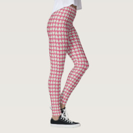 Garne Herz Crochet Kunsthandwerk Weiß + Rosa Leggings