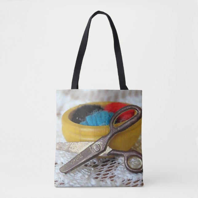 Garne und Schere - Tasche (Vorderseite)