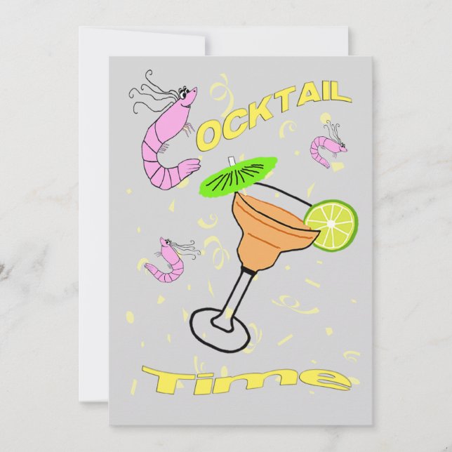 Garnele-Cartoon-Cocktail-Party Einladung (Vorderseite)