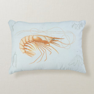 Garnele oder Prawn, Vintage Meeresleben Ozean Tier Dekokissen