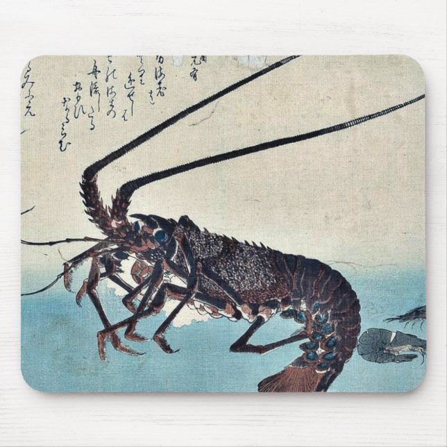 Garnele und Hummer durch Ando, Hiroshige Ukiyoe Mousepad (Vorne)