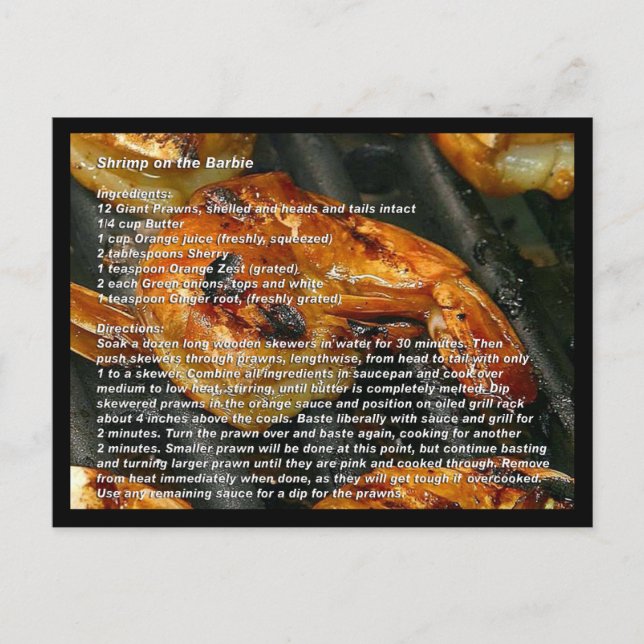 Garnelen auf der Rezept-Karte Postkarte (Vorderseite)