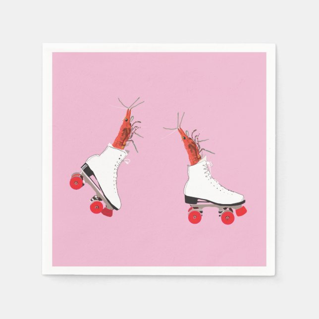 Garnelen auf Roller Skate Cocktail Napkin Serviette (Vorderseite)