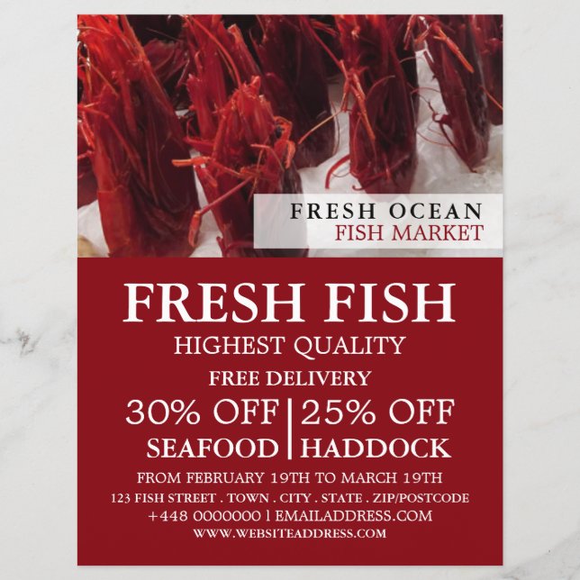 Garnelen-Display, Fischmonger/Ehefrau, Fischmarkt Flyer (Vorne)