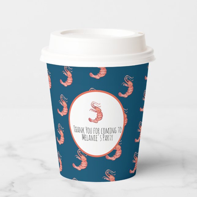 Garnelen Hand Wasserfarbe Meeresfrüchte Krabbenkoh Pappbecher (Vorderseite)