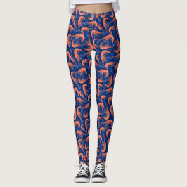 Garnelen Korallenseebällen Nautische Marine Blau Leggings