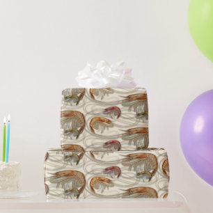 Garnelen Meeresfrüchte Schalentiere Muster Ecru Geschenkpapier