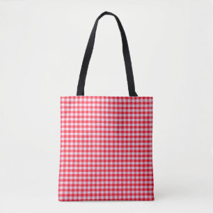 Garnelen-Tischdecken aus rotem Schachbrettmuster,  Tasche