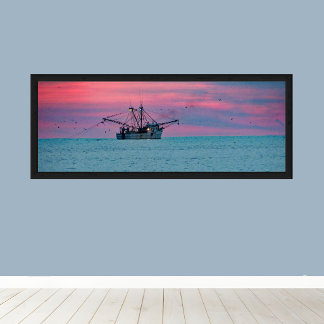 Garnelenfang bei Sonnenuntergang Poster