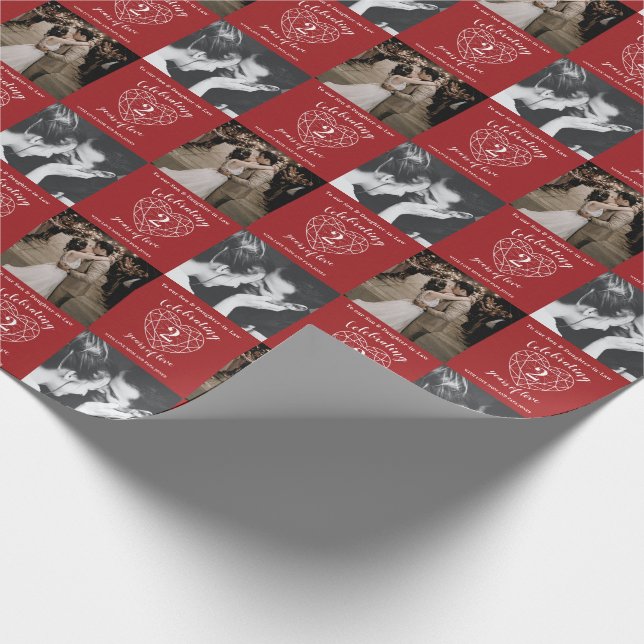 Garnet 2. Hochzeit Jubiläum Kontur Foto Geschenkpapier (Ecke)