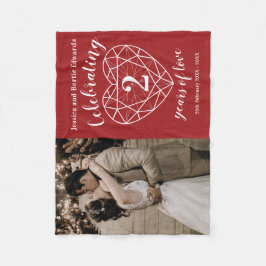Garnet 2. Hochzeit Jubiläum Kontur Herz Rot Fleecedecke