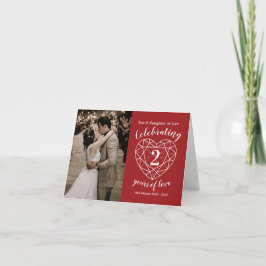Garnet 2. Hochzeit Jubiläum Kontur Herz Rot Karte