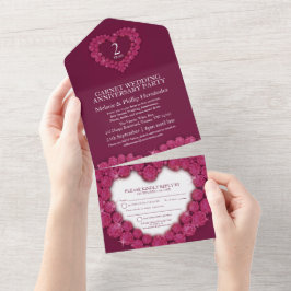 Garnet 2. Hochzeitstag rotes Edelsteinherz All In One Einladung
