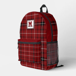 Garnet and black checkered plaid South Carolina Bedruckter Rucksack
