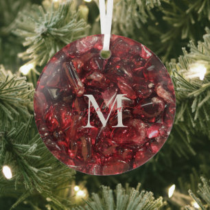 Garnet Birthstone Monogram Personalisiert Name Ornament Aus Glas