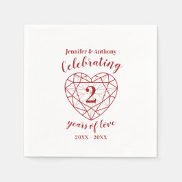 Garnet Jahrestag 2 Jahre weiß dunkelrot Serviette