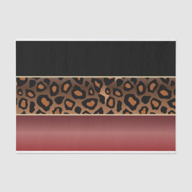 Garnet Red, Black und Jaguar Print Seidenpapier (Vorderseite)