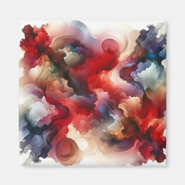 Garnet Red Smokey Abstrakt Watercolor Cloud Magnet (Vorne)