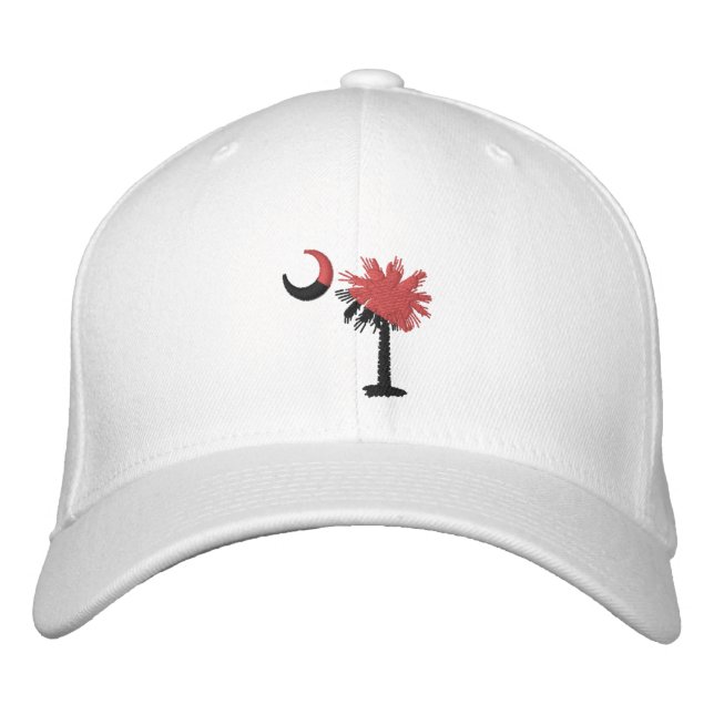 Garnet und Black Palmetto Moon bestickter Hut (Vorderseite)