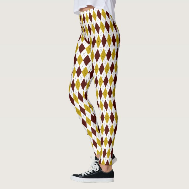 Garnet und Gold Spirited Diamond Raute Muster Leggings (Links)