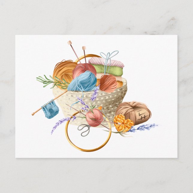 Garnkörbe zum Knittern von Lover Postkarte (Vorderseite)