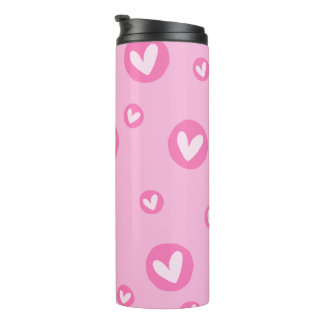 Garrafa Térmica Rosa com Padrão de Corações Thermosbecher