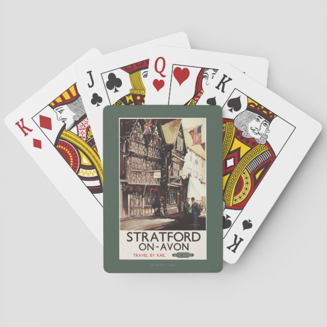 Garrick Gasthaus-und Harvard-Haus-Schienen-Plakat Spielkarten (Rückseite)