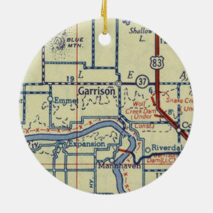 Garrison ND Old Map Keramik Ornament