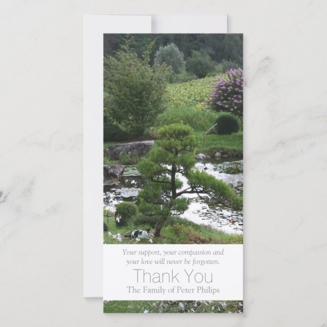 Garten 3 mit Katzen-Beileid danken Ihnen 3 Dankeskarte (Vorderseite)