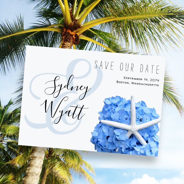 Garten am Meer Blaue Hortensien Seesterne Save The Date (Von Creator hochgeladen)
