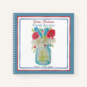 Garten-Americana-Familienrezepte-Wasserfarben-Reze Notizbuch