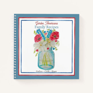 Garten-Americana-Familienrezepte-Wasserfarben-Reze Notizbuch