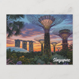 Garten an der Bucht von Singapur Postkarte