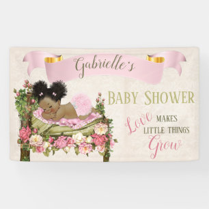 Garten-Baby-Party Mädchen Schläft auf Rosenbett Banner