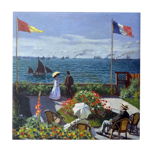 Garten bei Sainte-Adresse durch Claude Monet Fliese (Vorderseite)