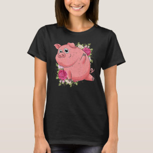 Garten Blumen Bauernhof Tier Landwirt Süßes Ferkel T-Shirt